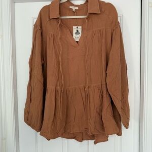 NWT Easel 100% Cotton Tiered Peasant Top Size Small